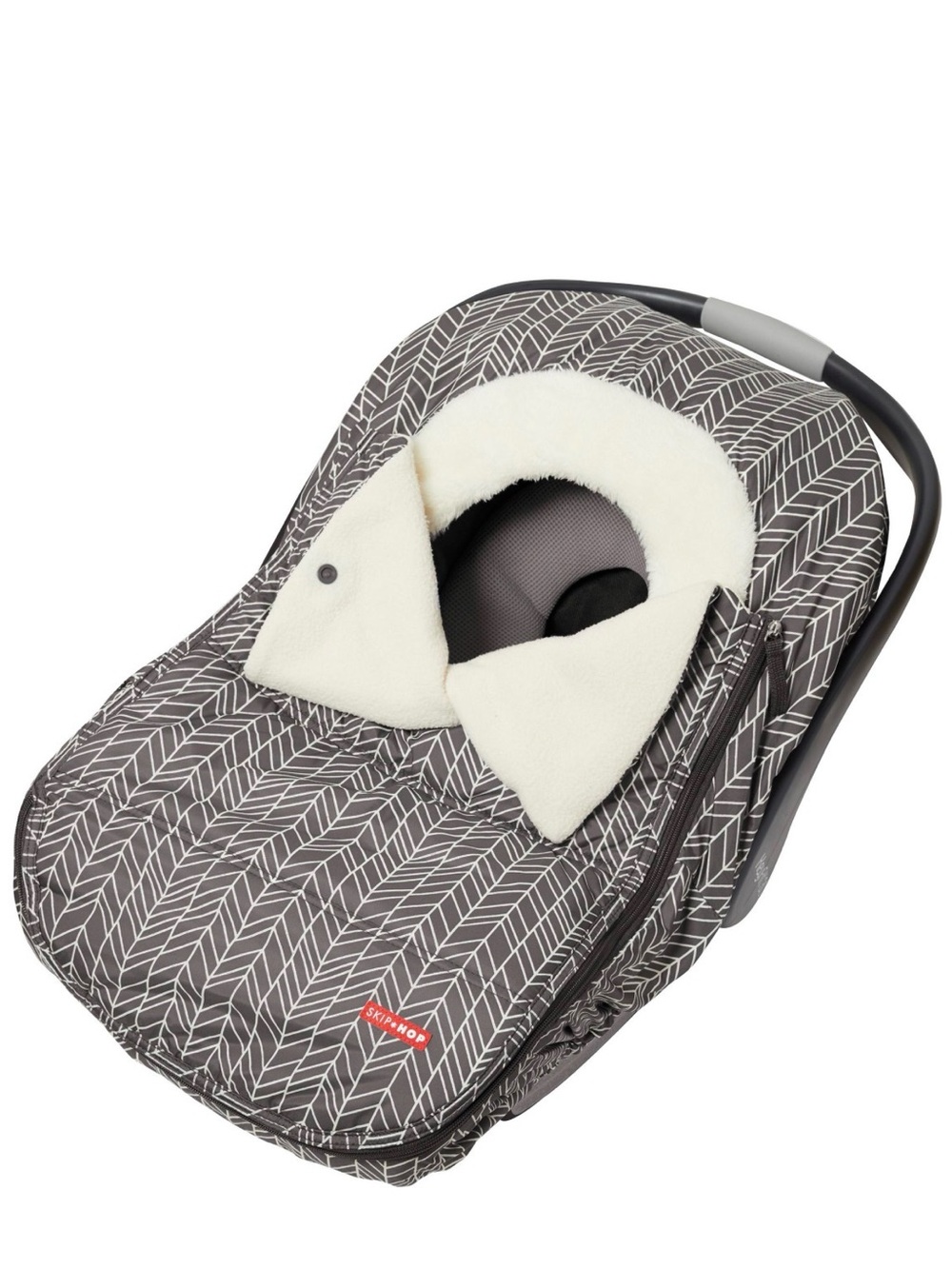 Skip Hop Grey Feather Infant Car Seat Cozy with Cream Lining